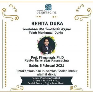 Kabar Duka, Rektor Paramadina Firmanzah Meninggal Dunia