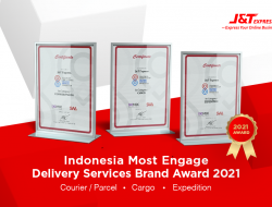 6 Tahun Warnai Industri Logistik, J&T Express Sabet Tiga Pengharagaan Indonesia Most Engage Delivery Services Brand 2021