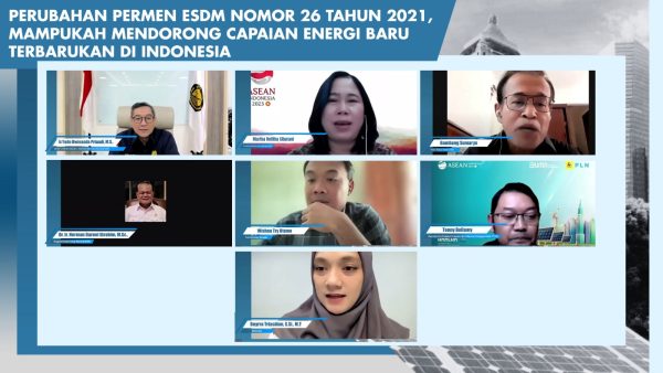 webinar bertema "Perubahan Permen ESDM Nomor 26 Tahun 2021, Mampukah Mendorong Capaian Energi Baru Terbarukan di Indonesia?"