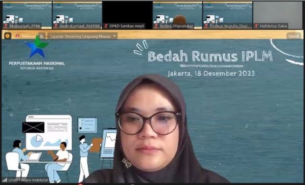 Plt Kepala Pusat Analisis Perpustakaan dan Pengembangan Budaya Baca Perpusnas Dewi Kartikasari ketika Webinar Bedah Rumus IPLM 2023, Senin, (18/12/2023)
