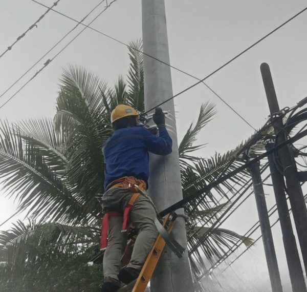 Petugas PLN Icon Plus sedang memperbaiki jaringan