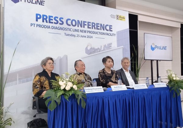 Konferensi Pers PT Prodia Diagnostic Line (Proline) di kawasan industri Jababeka, Selasa 25 Juni 2024