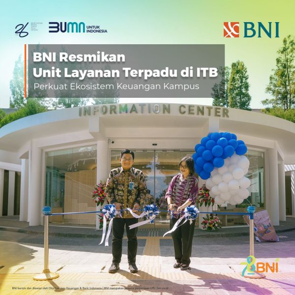 BNI terus berkomitmen memberikan solusi keuangan berbasis digital kepada civitas akademika melalui program Campus Financial Ecosystem. Langkah terbaru dalam inisiatif ini adalah peresmian Unit Layanan Terpadu (ULT) di Institut Teknologi Bandung (ITB), yang merupakan bagian dari program Corporate Social Responsibility (CSR) BNI.
