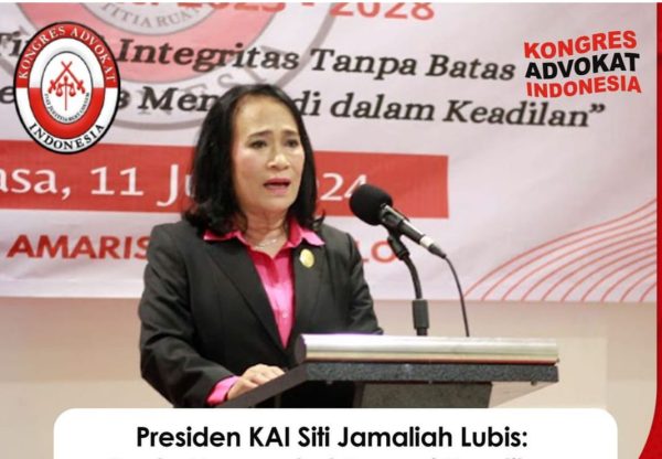 Presiden Kongres Advokat Indonesia (KAI) Siti Jamaliah Lubis SH