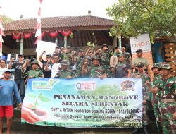 Kodim 1611 Bali dan QNET Lakukan Pelestarian Mangrove di Taman Hutan Raya Ngurah Rai
