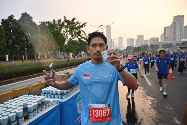 Aktor Ibnu Jamil saat mengikuti Jakarta Running Festival (JRF) 2024
