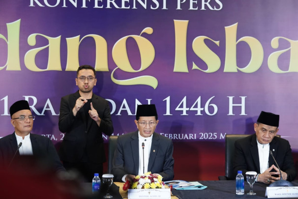 Menteri Agama Nasaruddin Umar Pimpin Sidang Isbat (penetapan) 1 Ramadan 1446 H di Kantor Kementerian Agama (Foto/Kemenag)