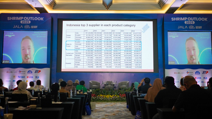 Shrimp Outlook 2025 membagikan wawasan penting terkait deteksi penyakit udang, praktik berkelanjutan, dan tantangan pasar global yang membantu memperkuat masa depan akuakultur (Dok: Humas)