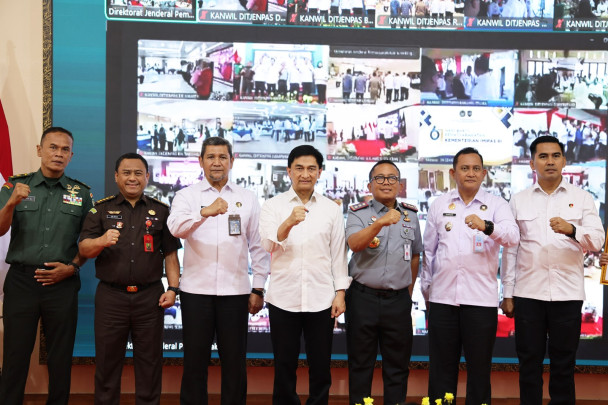 Wakil Gubernur (Wagub) Banten A Dimyati Natakusumah menghadiri Hari Bakti Pemasyarakatan ke-61 serentak secara nasional yang dilakukan secara virtual di Kantor Wilayah (Kanwil) Kementerian Imigrasi dan Pemasyarakatan (Kemenimipas) Provinsi Banten, Kota Serang, Senin (28/4/2025).