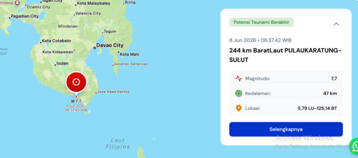 BMKG Keluarkan Peringatan Dini Tsunami Usai Gempa M 7,7 di Laut Sulawesi